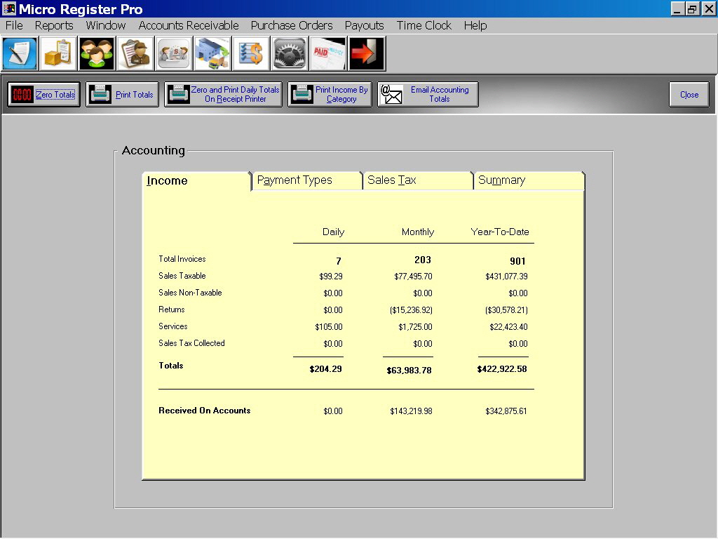 Accounting Totals